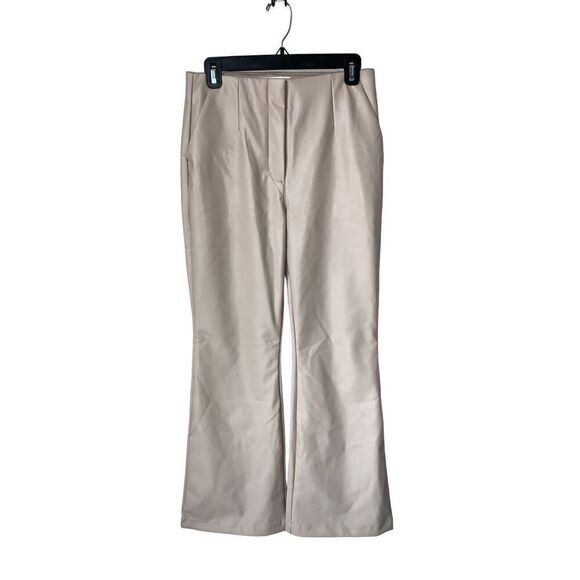 Abercrombie & Fitch Vegan Leather Slim Flare Pants in a Tan/Taupe Color - Picture 7 of 13